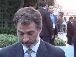 Harry Van Gorkum on time travel outside premiere Stock Footage