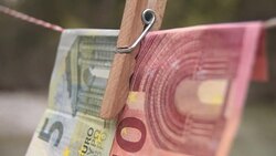 Banknotes on Clothesline Stock Footage