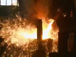MS Inductive heating furnace at foundry / Juenkerath, Rhineland-Palatinate, Germany  Stock Footage