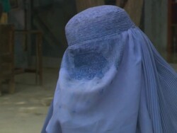 MS Woman in hijab talking / Kabul, Kabul Province, Afghanistan Stock Footage