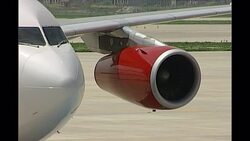 Virgin Atlantic Plane Taxiing in Shanghai News Clip