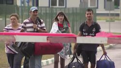 The humanitarian aid convey from Russia, poised to cross with supplies intended for Luhansk, must pass through an X-ray inspection system as part of an agreement reached by the Russia, Ukraine and International Committee of the Red Cross. (Aug. 18) News Clip