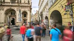 Pedestrian crowded at Lesser Town mala strana Stock Footage