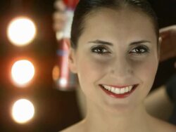 HD: Portrait Of A Young Woman At Backstage Stock Footage