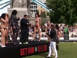 Russell Brand, Jonah Hill and glamour girls at the Get Him to the Greek Premiere at London England. (Footage by WireImage Video/GettyImages) Stock Footage