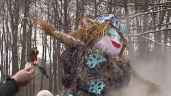 CLEAN : Poland children throw a Marzanna News Clip