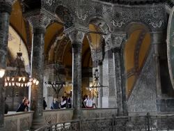 MS Shot of Hagia Sophia internal with tourist / Istambul, Turkey  Stock Footage