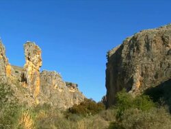 MS PAN Shot of Wadi Amud nature reserve with mediterranean habitat / Upper Galilee, Israel Stock Footage