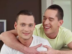 HD: Cheerful Gay Couple Waving At Camera Stock Footage