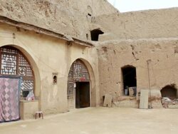 WS Shot of Caves at River Valley / Valley of Yellow River, Shanxi, China Stock Footage