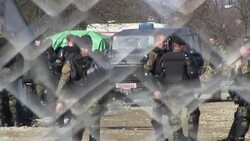 CLEAN : Migrants call for Germanys help at Greek Macedonia border News Clip