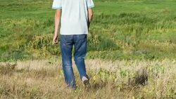 Man goes down the hill. Stock Footage