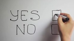 Hand writing title 'YES NO'on white board Stock Footage