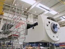 WS PAN Wind turbine production, Repower AG / Bremerhaven, Lower Saxony, Germany Stock Footage