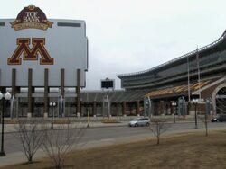 A long shot of TCF Stadium, the new football stadium located on the campus of the University of Minnesota  Stock Footage