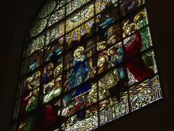 Stained Glass Windows In Church Stock Footage
