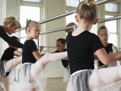 young ballerinas in a dance studio Stock Footage