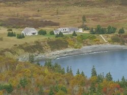 WS ARIEAL View of Houses in front of sea coast  / Maine, United States Stock Footage