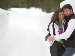 HD: Couple On A Winter Day Stock Footage