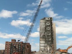 WS View of building demolition / Chicago, Illinois, USA Stock Footage