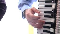 Close-up of Man's Hand Playing Accordion Stock Footage