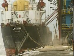 Ship at dock, Manitoba, Canada Stock Footage