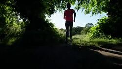 Countryside jogging Stock Footage