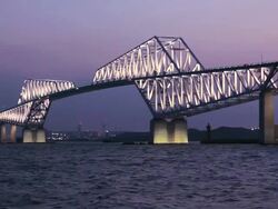 Tokyo gate bridge at dusk Stock Footage