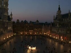 WS View of La Grand Place at dusk UNESCO world heritage / Brussels, Brussels Capital Region, Belgium Stock Footage