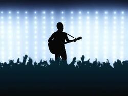 Crowd at concert with guitarist Stock Footage