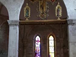 Nave and painted crucifixion by Paolo Venetiano in the Dominican monastery, Dubrovnik  Stock Footage
