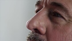 Artist painting with brush on canvas Stock Footage