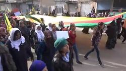 CLEAN : Syria: Kurds protest arrest of Kurdish politicians in Turkey News Clip