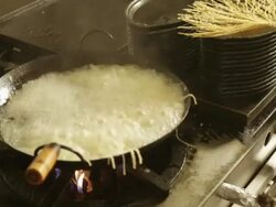 MS Prawn dish preparation at a kitchen grating potato / Sao Paulo, Brazil Stock Footage