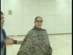 CLEAN: Singer Isabel Pantoja arrives to Madrid from Russia Stock Footage