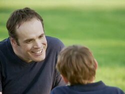 Father and son talk Stock Footage