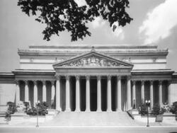 Exterior of National Archives Building in Washington, DC Stock Footage