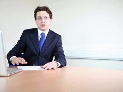 Male lawyer in client meeting Stock Footage