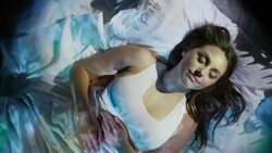 High angle close up of projections on sleeping woman / Cedar Hills, Utah, United States Stock Footage