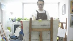 painter painting in studio Stock Footage