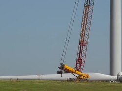 Wind Turbine Crane Work Stock Footage