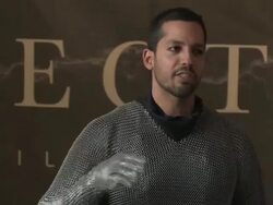 David Blaine press conference before 'Electrified' Stock Footage