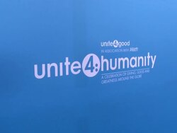 SIGNAGE - The Gillette Leading Man Cam At unite4:humanity Presented By unite4:good And Variety And Sponsored By Gillette Stock Footage