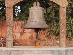 MS ZO View of Dharma Bell / Kushinagar, Uttar Pradesh, India Stock Footage