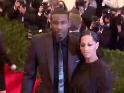 Amar'e Stoudemire and Alexis Stoudmire at "PUNK: Chaos To Couture" Costume Institute Gala Stock Footage