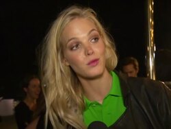 INTERVIEW Erin Heatherton at Ralph Lauren's Polo "4D" Spring 2015 Fashion Event Stock Footage