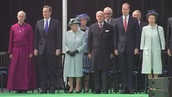 Royals on stage for National Anthem at Magna Carta Anniversary Event News Clip
