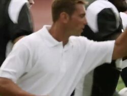 CU, PAN, American football coach and players on sidelines, Staten Island, New York, USA Stock Footage