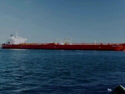Oil Tanker Docked at the Marine Pier Stock Footage