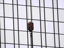 Construction site - crane hook with chains, moving (HD720p) Stock Footage